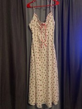Long maxi dress spaghetti straps red rose print 
