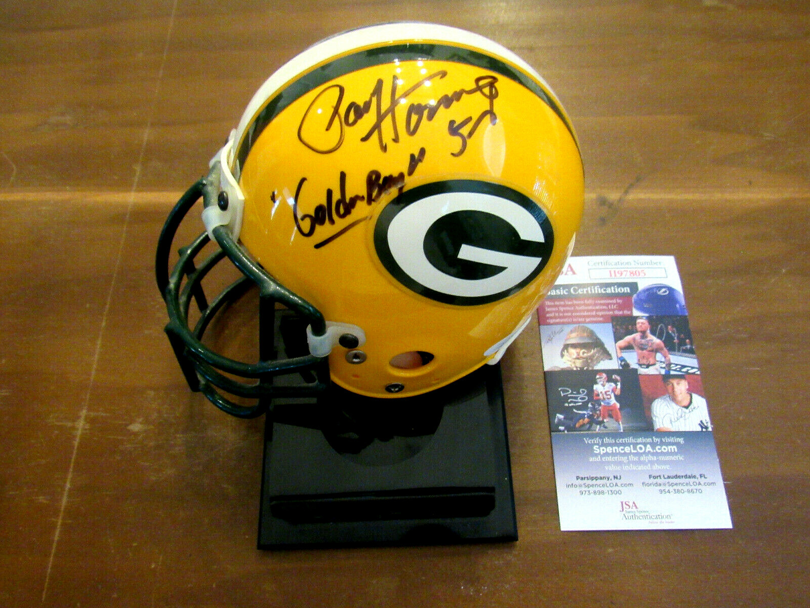 PAUL HORNUNG Autographed Signed Green Bay Packers # 5 GOLDEN BOY GB PACKERS HOF AUTO MINI RIDDELL HELMET JSA 
