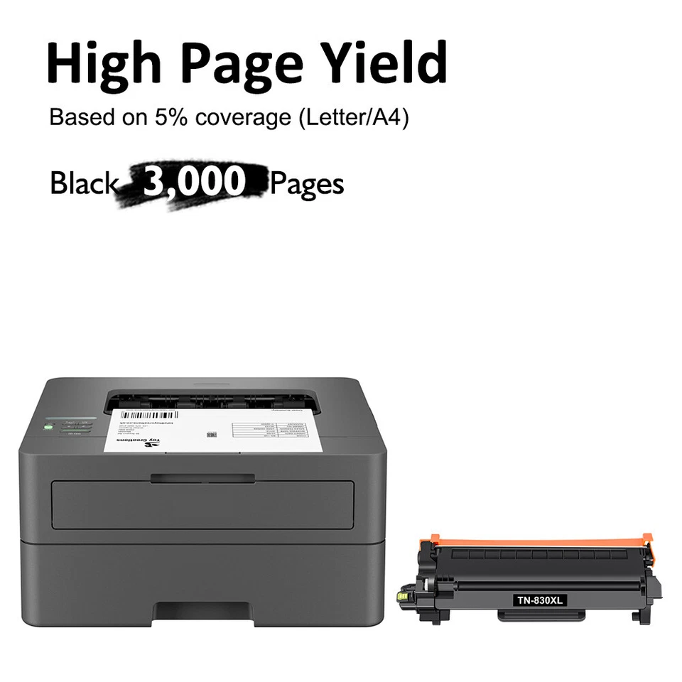 2PK TN830XL Toner For Brother TN830 XL DCP-L2640DW HL-L2405W L2460DW MFC-L2820DW - Image 3 of 4