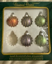 Vintage Commodore Christmas Classics 5 Glass Hand Decorated Ornaments Small Size