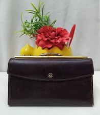 Bosca Burgundy Leather Kusslock Credit Card Trifold Long Wallet - Made in USA