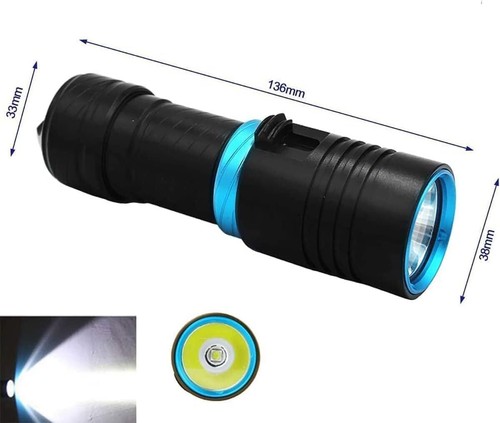 Tauch Taschenlampe LED 100m Unterwasser Tauchlampe Leuchten für Unterwassersport - Bild 3 von 9