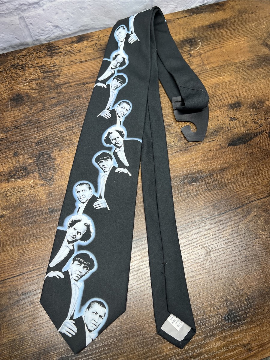 Vintage The Three Stooges Ralph Marlin Neck Tie Black Curly Larry