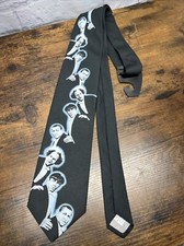 Vintage The Three Stooges Ralph Marlin Neck Tie Black Curly Larry Moe 1994