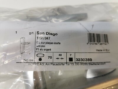 Ensemble De Porte San Diego 1191/347 HOPPE Alu Champagne F2 - Bec De Cane A Condamnation 3230397 83877357