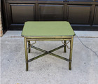 Vintage Mid Century Bamboo JADE GREEN Chinoiserie Fretwork Side Table Hollywood
