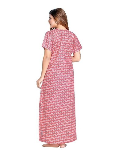 Women's Cotton Printed Nighty Night Gown Maxi Free Size Pack of 2 - Picture 4 of 7