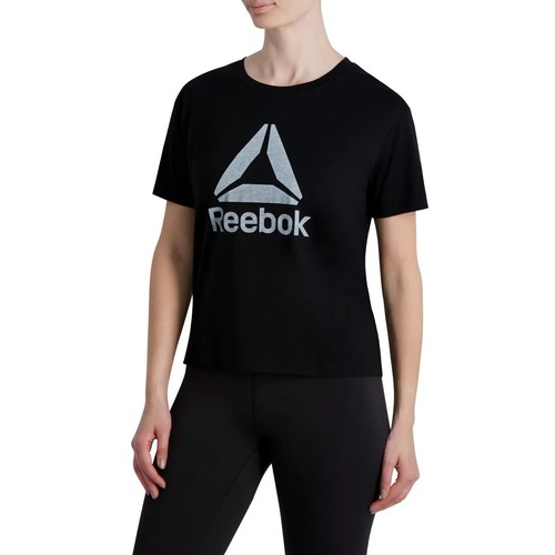 Reebok Women Infinity Cropped T-Shirt Top Black Size XX-Large new