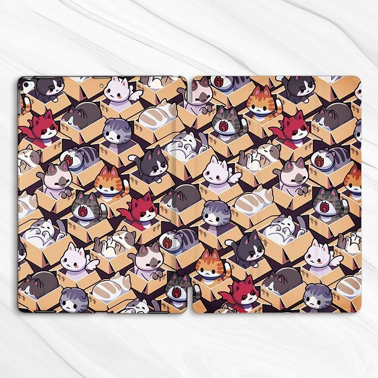 Cute Cats Boxes Kawaii Animal Case For iPad 10.2 Air 3 4 5 Pro 9.7 11 12.9 Mini - Image 4 of 4