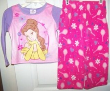 Princess Belle 2 Piece Pajama PJ Flannel Girls Size 4 NWT