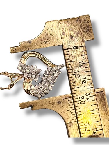.50ct Diamond Heart 10k Yellow Gold Pendant 16" Chain - Picture 6 of 10