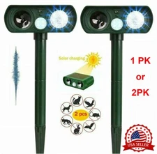 1/2 Pack Solar Ultrasonic Animal Repellent Dog Cat Skunk Deer Raccoon For Garden