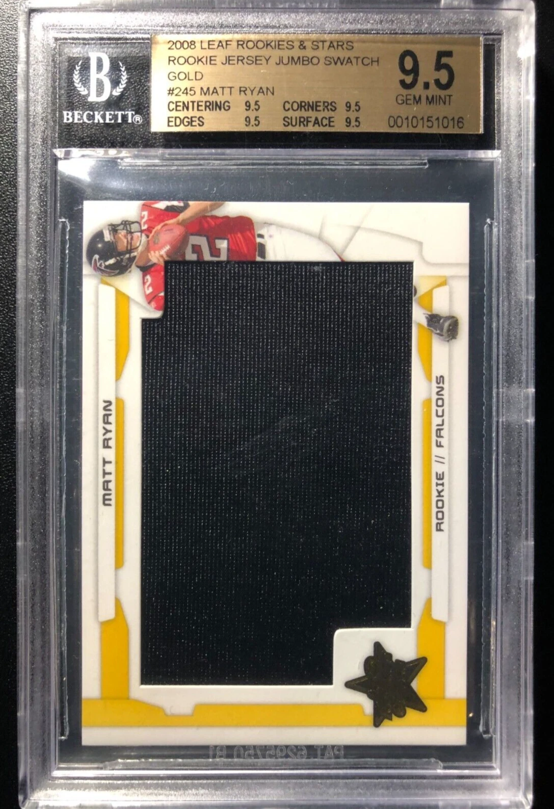 Matt Ryan Leaf Rookies & Stars #245 Jersey Jumbo Swatch-Gold