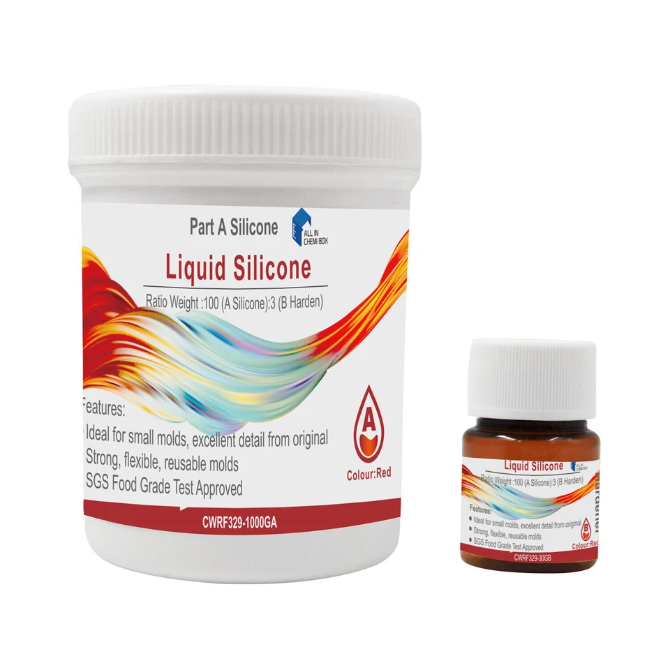 Liquid Silicone Rubber Mould Making Kit 100:3 Mix - 1Kg 2Kg 5Kg 10Kg SH25 Red - image 3 of 4