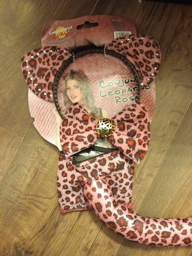 Pink Leopard Animal Tail Ears Bowtie Hen Bookweek Fancydress Costume Accessories - Picture 5 of 5
