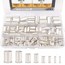 166 Pcs Wire Ferrules Kits Silver Plated Copper Crimp Terminal Connector 8 Si...