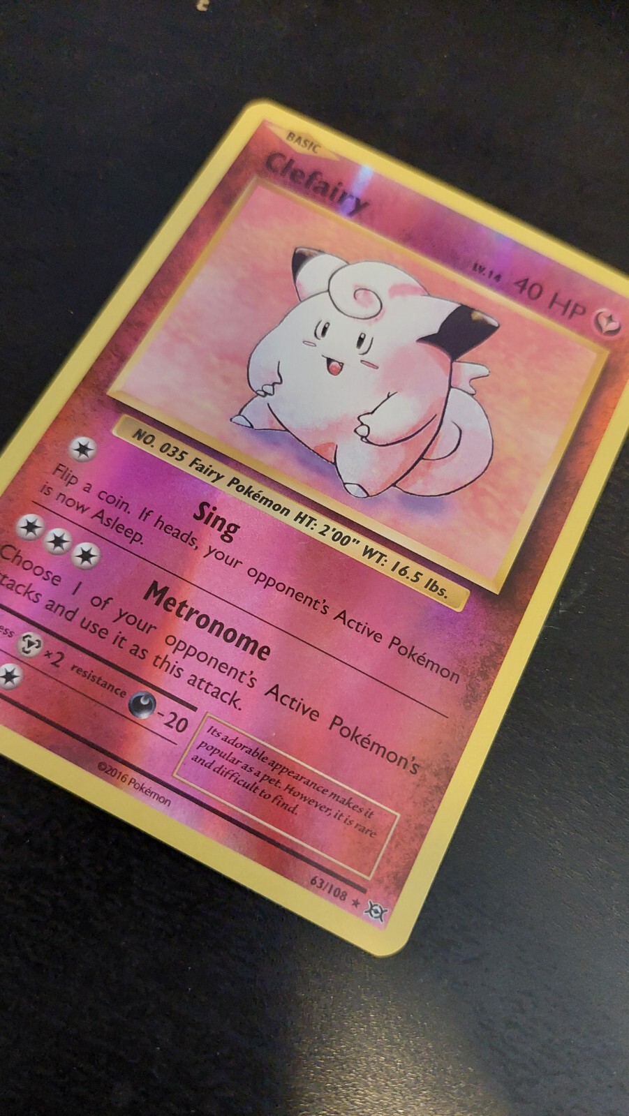 Clefairy 63/108 Reverse Holo Pokemon card