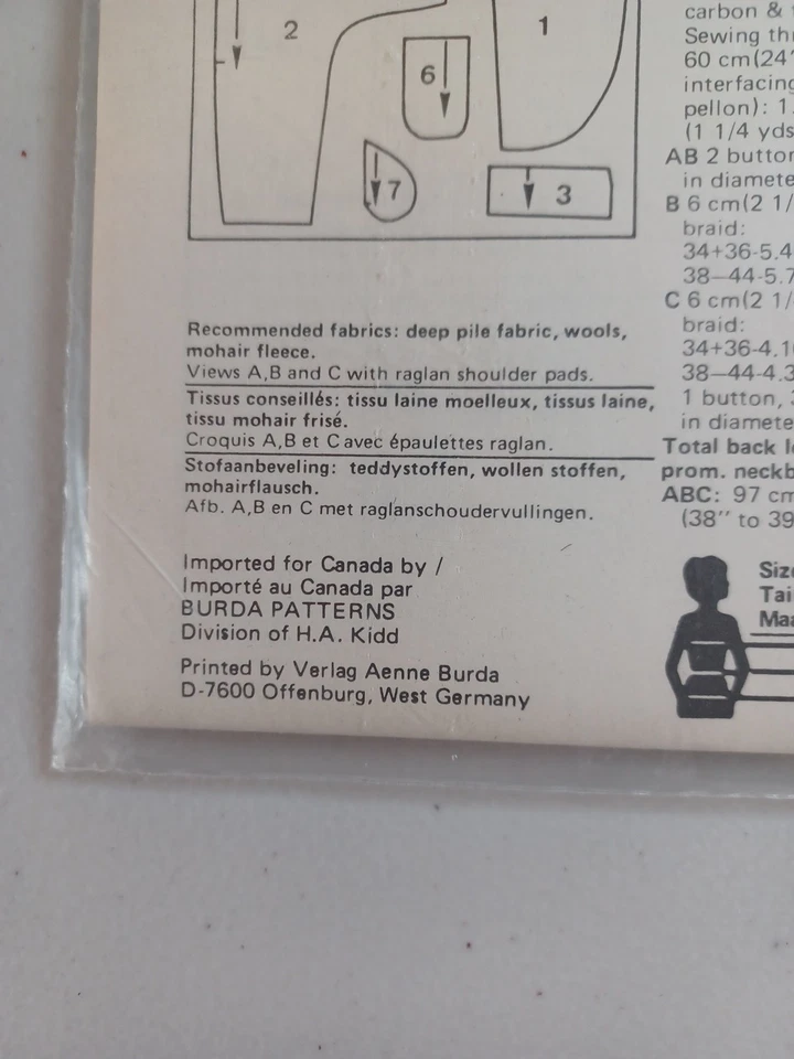Burda Super Easy 6488 Sewing Pattern Womens Sz 8-18 VTG Coat Shoulder Pads Uncut - Image 3 of 4