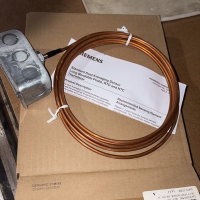New Siemens QAM2030.500 Duct Temp. Sensor: 10K OHM NTC 16' Flexible Copper Probe