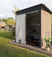 5 x 3 ft Outdoor Metal Steel Storage Shed w Sliding Roof & Lockable Door
