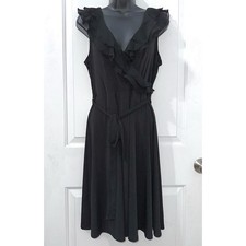 Merona Black Ruffled V-neck Dress size Small NWT Polyester Spandex