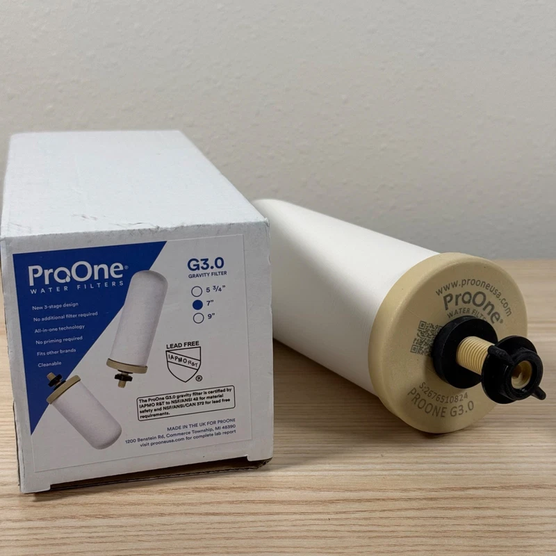 ProOne G3.0 7 Inch Ceramic Gravity Countertop Water Filter 3-Stage All-In-One