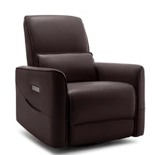 Power Rocker Swivel Recliner Chair with USB Ports Faux Leather for Living Room