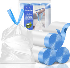 4 Gallon Trash Bags Drawstring - Tear-Free Small Trash Bag, 4 Gal Thick White Sm