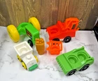 Vintage Fisher-Price Little People Toy Lot: Tractor, Tow Truck, Train Car