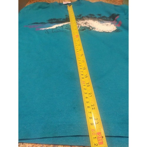 Hawaii Surfing Turquoise vtg Design Tees Single Stitch t shirt Tag L Large - Picture 5 of 6