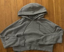 Women's Gray Pullover Fleece Hoodie Long Sleeve Hooded Drawstring Sweatshirt