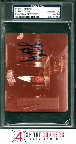SIGNED LARRY DOBY HOF PHOTOGRAPH PSA AUTHENTIC DNA AUTO