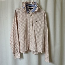 Tommy Hilfiger Men’s Dress Shirt Upcycled Into Women’s Blouse W/ Ruffle Large