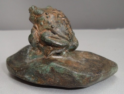 Statue Frog Wildlife Art Deco Style Art Nouveau Style Bronze Signed Sculpture - Foto 4 di 4