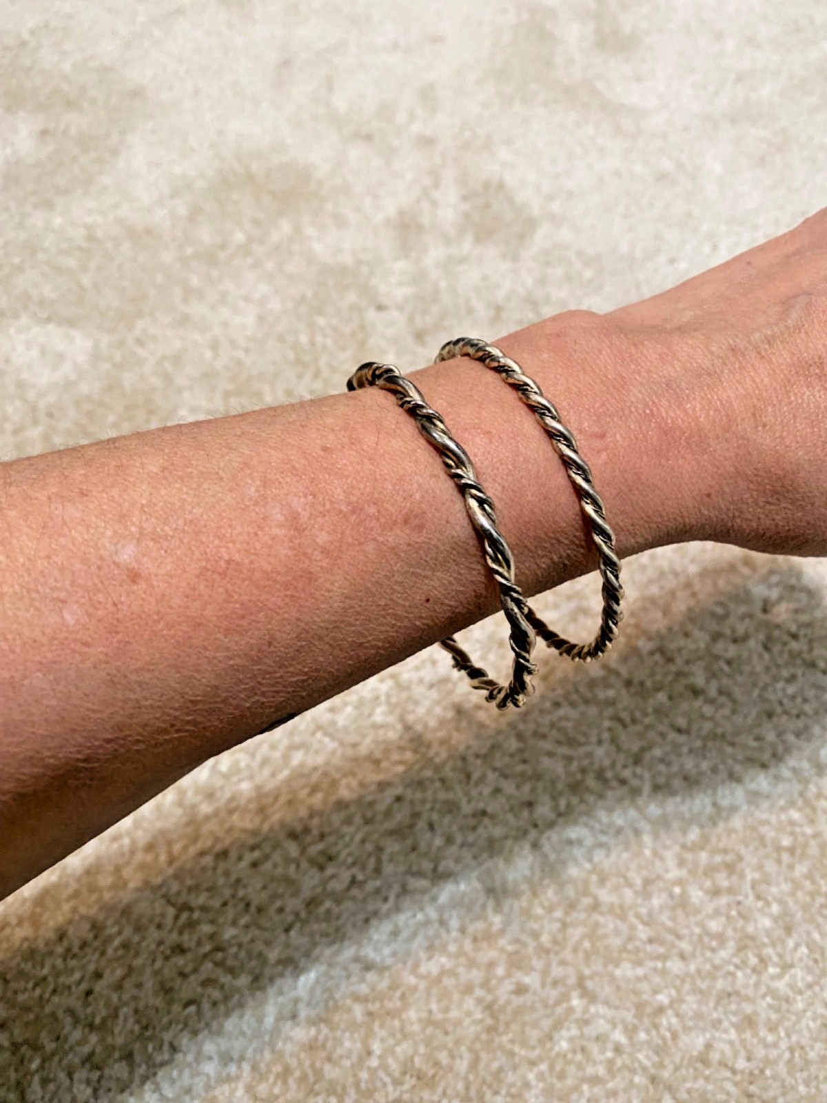 Antique Sterling Silver Stackable Bangle Bracelet… - image 1