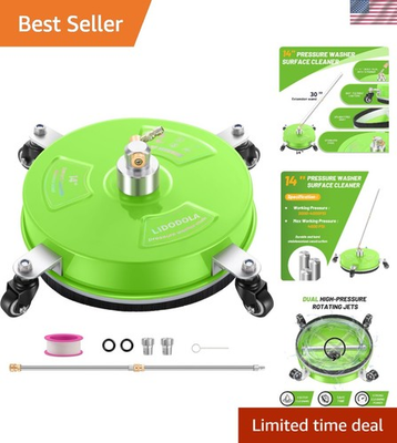 #ad 14quot; Pressure Washer Surface Cleaner with 4 Wheels Coated Green Stainless St... $96.25