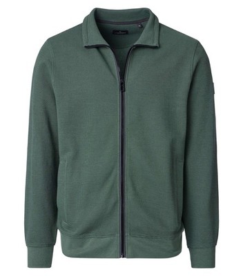 CASAMODA Herren Sweatjacke Stehkragen Zipper Regular Baumwollmix Grün