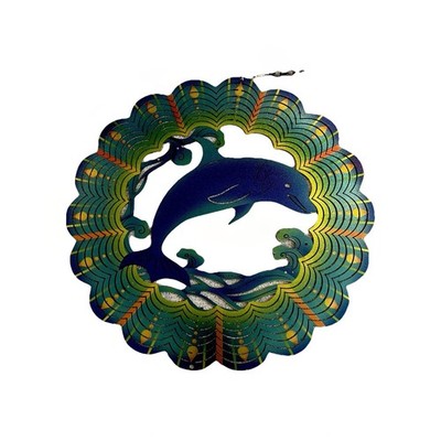 Wind Spinner 3D Kinetic Art Dolphin Stainless Steel Garden Decor Hanging New