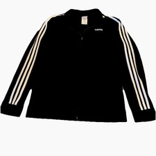 Adidas Youth XL Black Track Jacket Full Zip 3 Stripes Athletic Running Warmup
