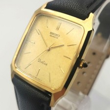 Orologio da polso uomo Seiko Dolce Quartz Square Tank tono oro da collezione 15+
