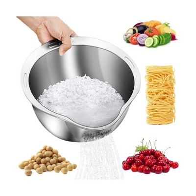 Rice Washer Strainer Bowl - 4-in-1 Washing Bowl for Quinoa, Stainless Steel R...