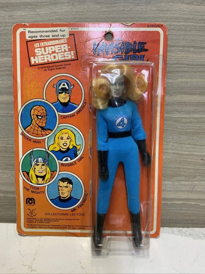 Tarjeta francesa vintage 1979 Mego Marvel Fantastic 4 Four: Invisible Girl 51313/6/F Foto 3 de 4