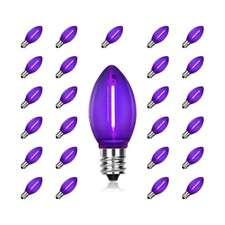 25 Pack C7 Dark Purple LED Bulbs - E12 Candelabra Base for Holidays  Decor