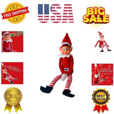 Christmas Elf Behaving Badly Plush Toy, 12 Inches, with Attachable Arms for D...