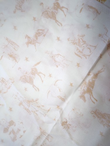 Cowboy Western Cotton Quilt Fabric "Ride Em Cowboy" Off White and Gold 42" x 44" - Picture 12 of 13