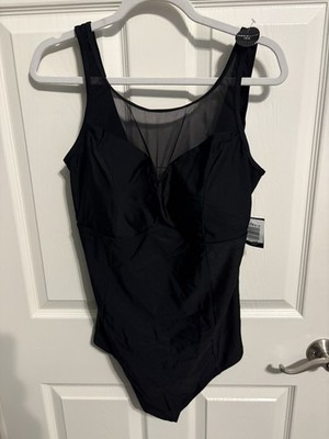 NWT Torrid Size 3 Black One Piece Swimsuit with Mesh Panels