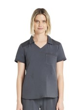Scrubstar Women's Antimicrobial Collar Scrub Top Small Pewter NWT