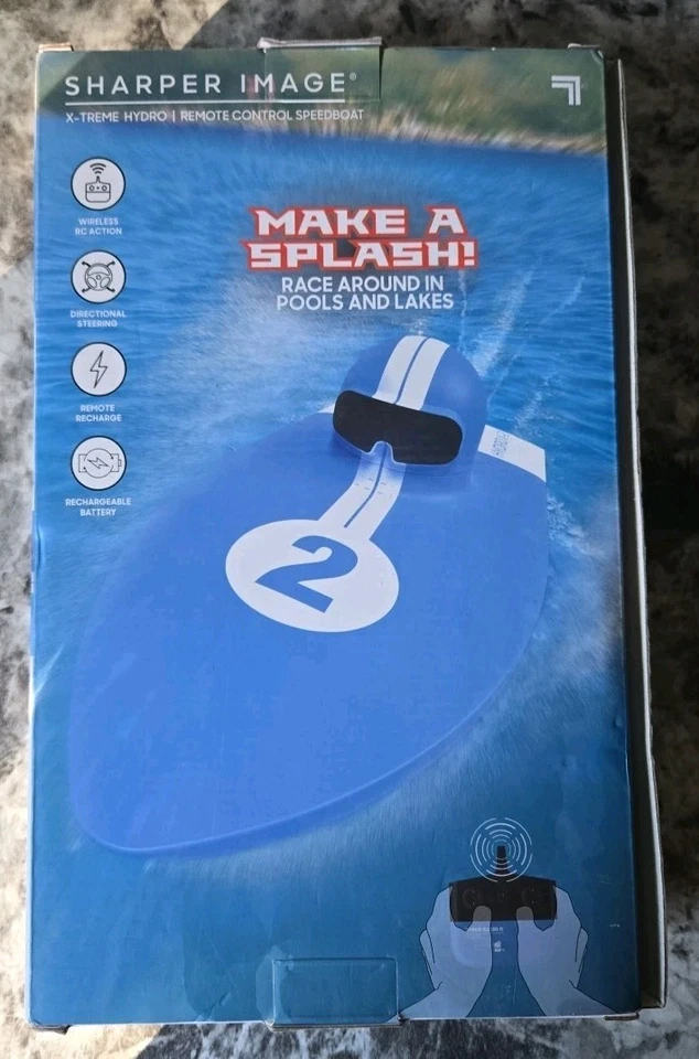 New Sharper Image X-TREME Hydro Racer Radio Control Speedboat Blue #2 50 Ft Rang - Image 3 of 4