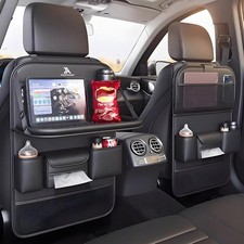 Universal Car Organizer 2 Pack Black Foldable Car Seat Back Storage with Tray
