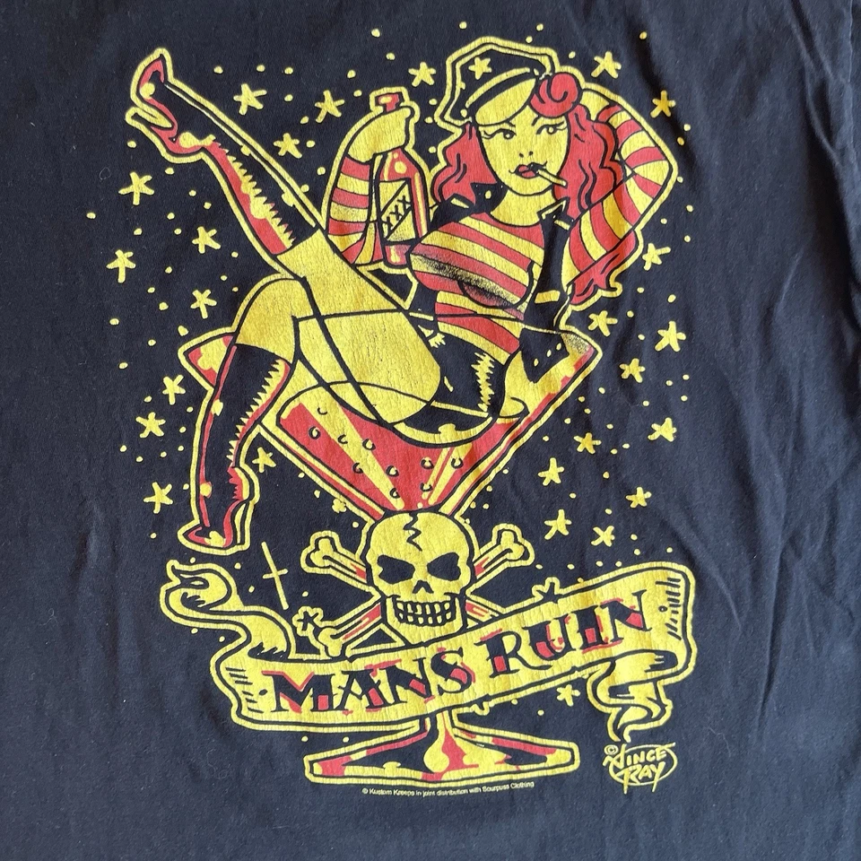 Camiseta Kustom Kreeps Mans Ruin Vince Ray Para Hombre Grande Y2K Sourpuss Rockabilly Foto 2 de 4
